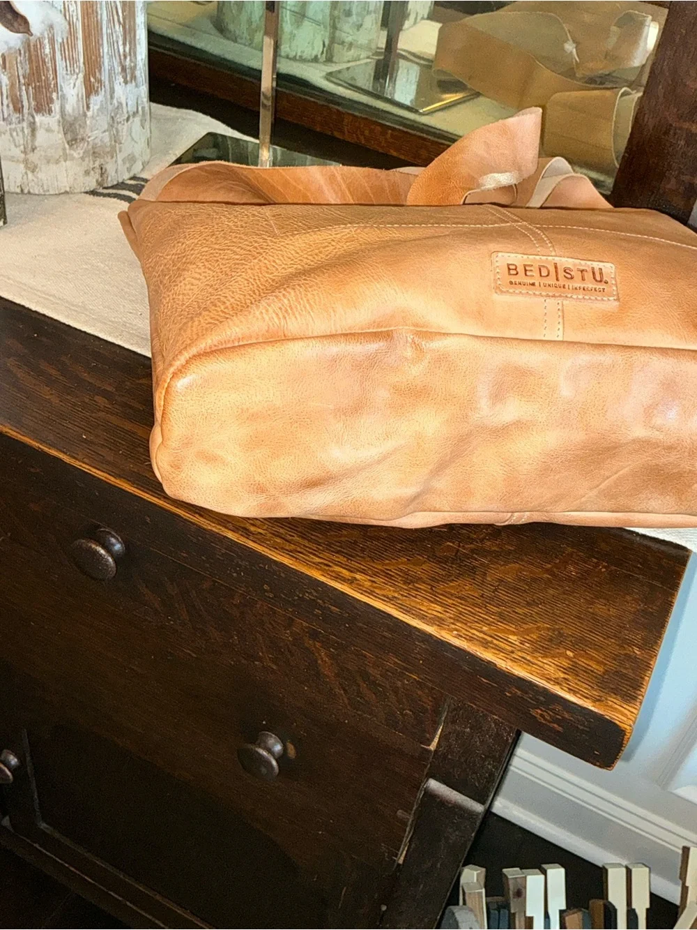 NWT Bed Stu Leather Ariel Max Hobo Shoulder Bag Oats DD Dip Dyed Retail $248
